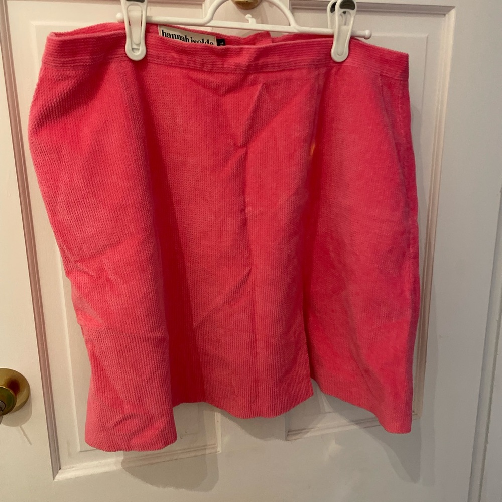 Pink corduroy mini skirt